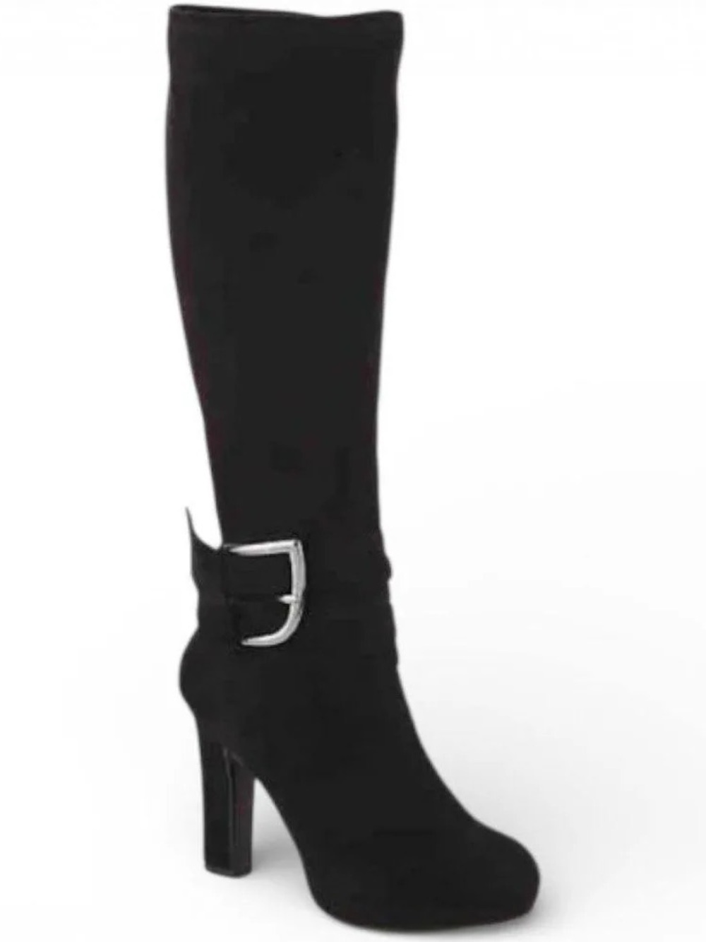Impo Black Knee-High Buckle Heeled Boots